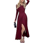 MODFUL Women's Off Shoulder Long Sleeve Midi Dress Formal Cocktail Wedding Guest Evening Party Dress with Stretchy Fabric