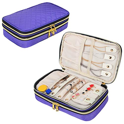 Teamoy Double Layer Jewelry Organizer, Quilted Jewelry Travel Case for