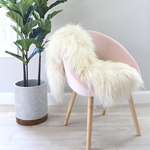 Genuine Long hair shaggy natural white ivory Icelandic Sheepskin nursery Fur Hide pelt throw rug over chair Premium Quality
