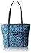 Vera Bradley Women's Cotton Small Trimmed Vera Tote Bag, Cuban Tiles Navy, One Size