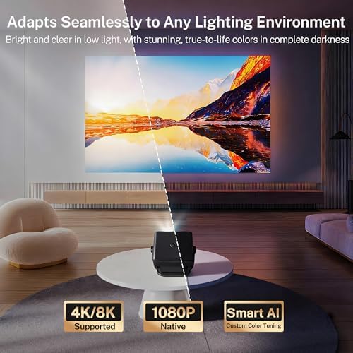 [Controllo vocale KI/Android 14] Smart Beamer, 1080P nativo, 4K supporto