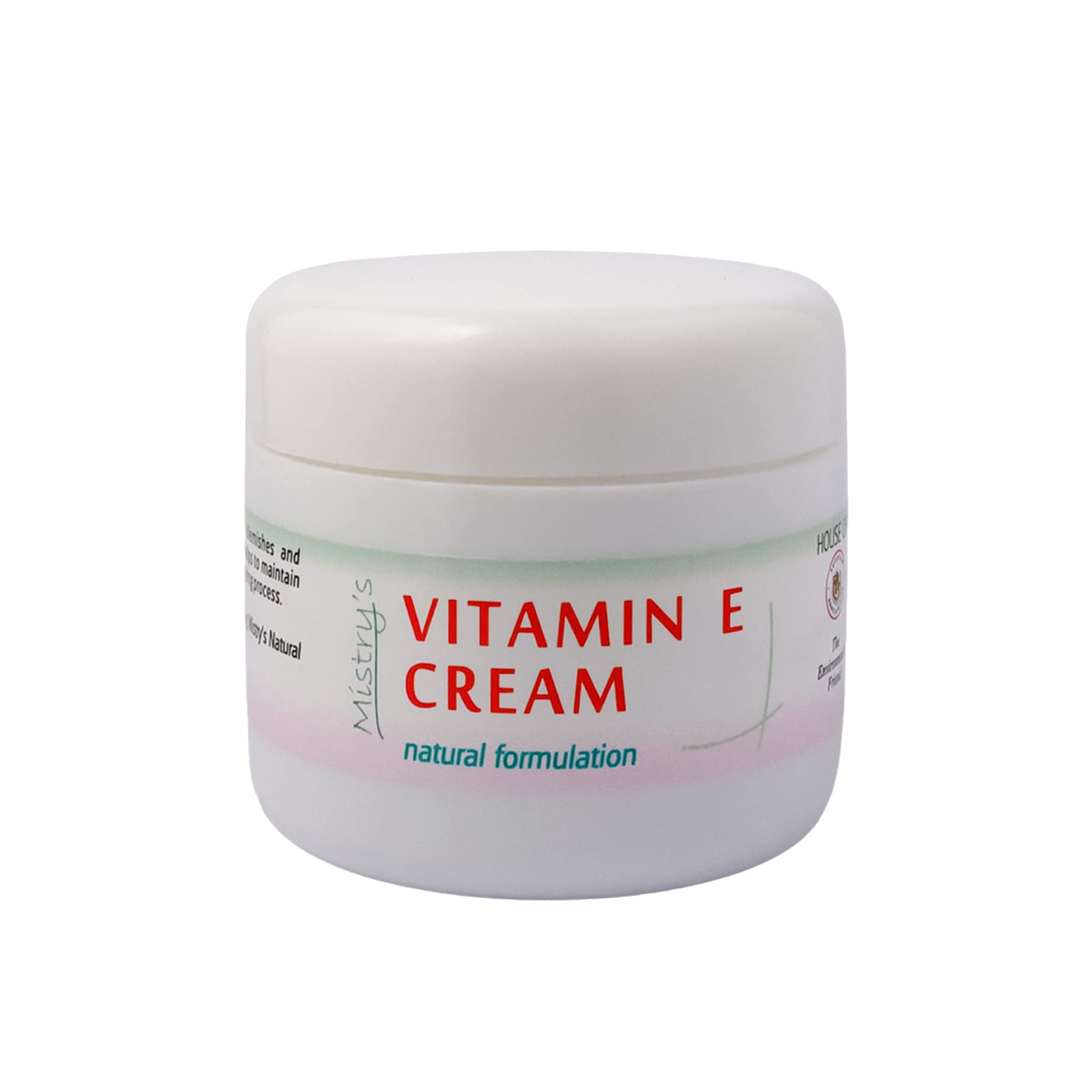 The House of Mistry Natural Vitamin E Cream 50g - Moisturising & Rejuvenating, Gentle for Restoring Balance, Dryness, Stretch Marks & Anti-Aging - Vegan Face & Body Cream