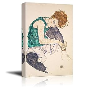 Seated Woman with Bent Knee by Egon Schiele...