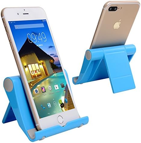 Multi Angle Cell Phone and Ipad Tablet Adjustable Stand Holder Fit On Desktop Bed Bathroom Kitchen 6 color available (blue)