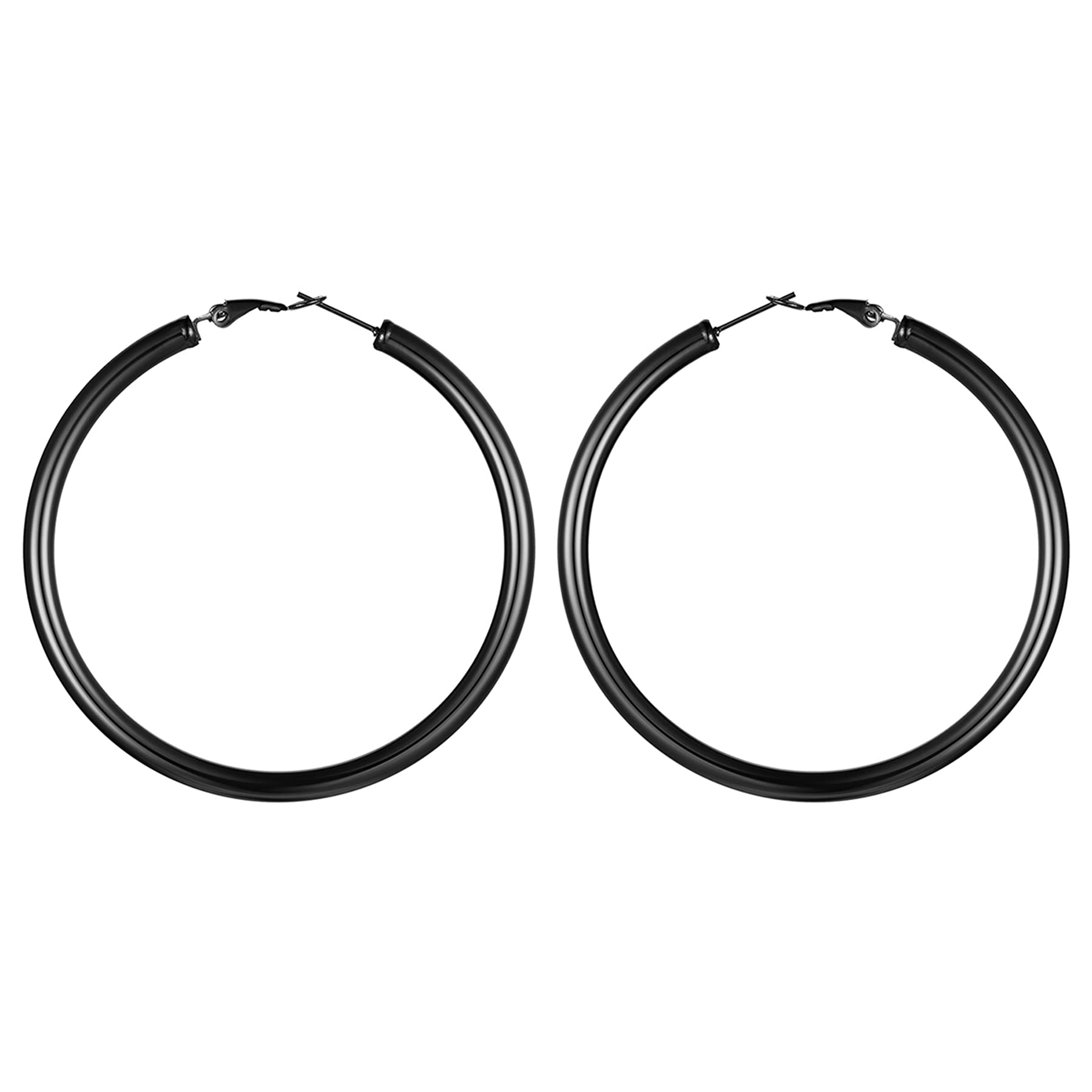 Cupimatch Ear Pierced Stainless Steel Lightweight Tube Circle Hoop Earrings Jewelry for Women Girls 25-60mm