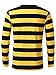 VETIOR Men's Comfy Cotton T-Shirt Black Yellow Striped Round Neck Long Sleeve