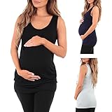 3 Pack Women's Side Ruched Maternity and Nursing Tank Top by Mother Bee - Made in USA