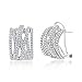 Mia Sarine Womens Cubic Zirconia Crossover Bypass Half Hoop Earrings in Rhodium over Sterling Silver