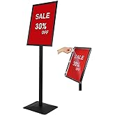 DISPLAYSWORKER Adjustable Heavy Duty Pedestal Sign holder floor Stand,sign stand poster stand ,Standing Floor for 11 x 17 inch,Vertical/Horizontal View,Black