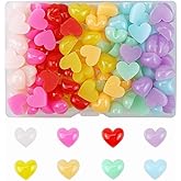 FAZHBARY 112 PCS Heart Resin Flatback 8 Colors Plastic Mini Heart Bulk Resin Embellishments for Crafts Accessories