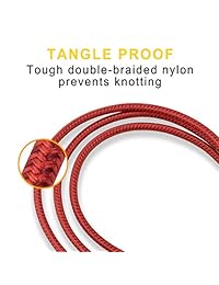 Boreguse   Cargador de cable micro USB para Android (4 unidades, 2 x 6 pies), cable trenzado de nailon muy duradero, cable de carga y sincronización rápida, Samsung, Kindle, HTC, Nexus, LG, Xbox, PS4, smartphones y más   rojo