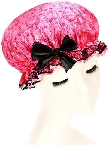 dolly2u Fashion Lace Bow Waterproof Elastic Shower Cap Bath Spa Caps - 04