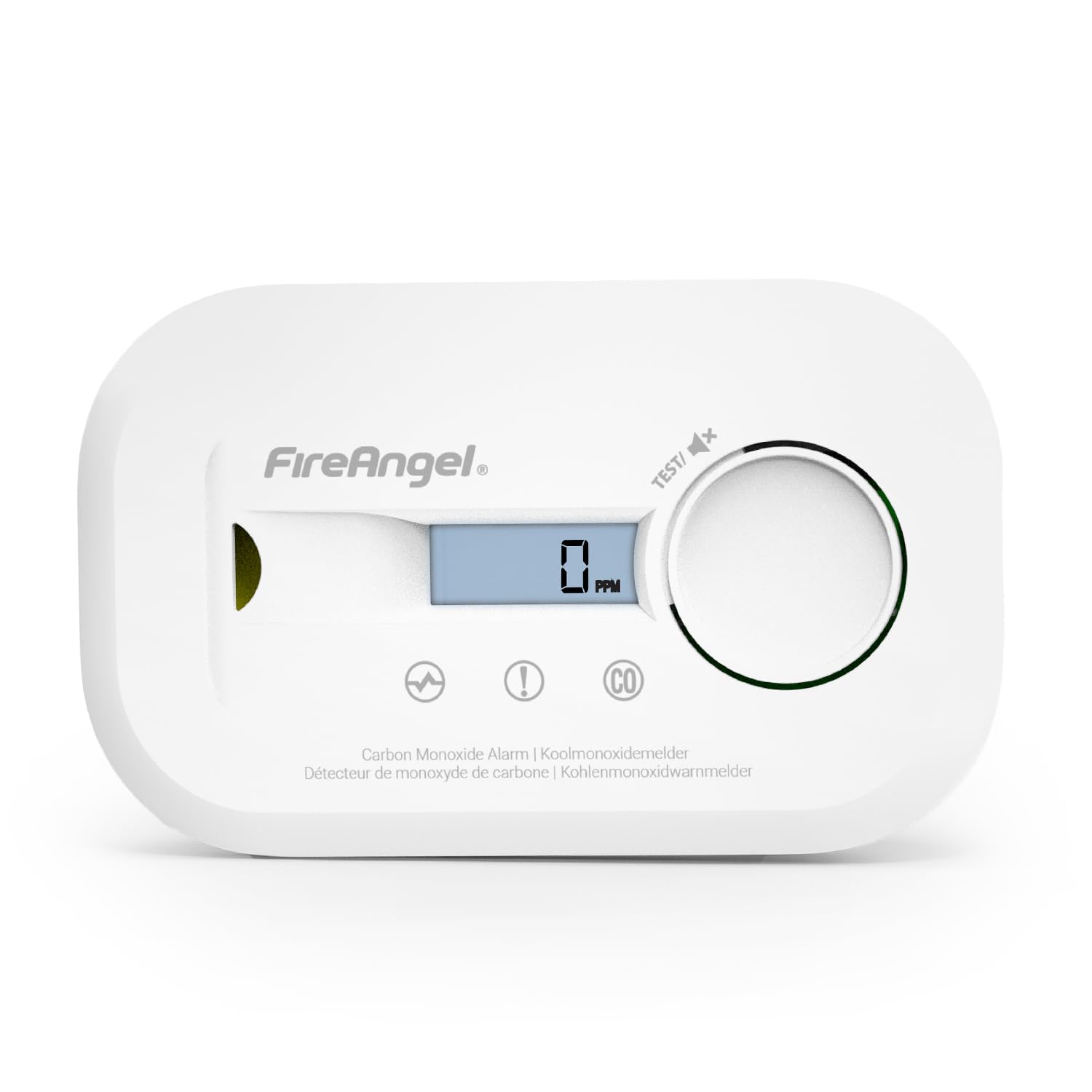 FireAngel FA6812 Kohlenmonoxid Melder, Tragbarer CO Melder mit LCD Anzeige – Mit 10-Jahres-Sensor - Für Zuhause, Reisen & Wohnwagen