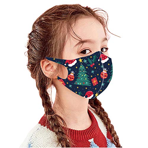 ZTY66 10Pack Face Protection for 3-12T Kids-Mixed Color& Lovely Christmas& Cartoon Pattern-Washable&Reusable