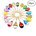 EBTOYS Wooden Maraca Wood Rattles Egg Shaker Kids Musical Educational Toys Party Favor 10 Pack (Random Color Pattern)