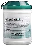 Sani-Cloth Q08472 HB Wipes Surface Disinfectant Germicidal Cloths Alcohol-Free Large Size (Pack of 4 Tubs)