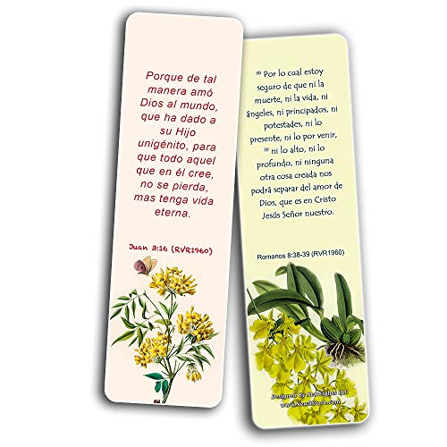 Spanish Flower Bookmarks for Women Series 1 (30 Pack) - RVR1960 - Powerful Words of God to Encourage and Inspire You to be Godly Disciples - Proverbs 3:5-6 John 3:16 - Stocking Stuffers - Thumbnail 5