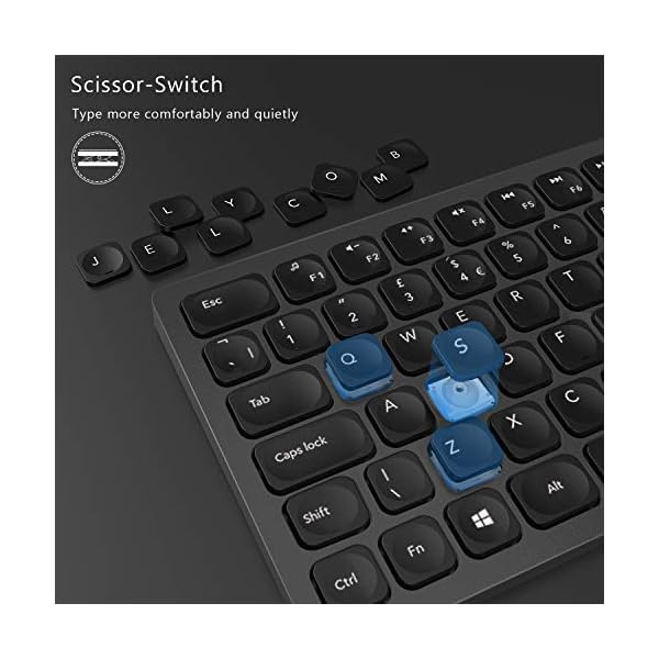 Jelly-Comb-Wireless-USB-Keyboard-and-Mouse-Combo-24G-Wireless-Rechargeable-Keyboard-and-Mice-Qwerty-UK-Layout-with-USB-Receiver-for-PC-Laptop-Computer-with-Windows-System-Space-Gray Jelly Comb Wireless USB Keyboard and Mouse Combo, 2.4G Wireless Rechargeable Keyboard and Mice Qwerty UK Layout with USB…