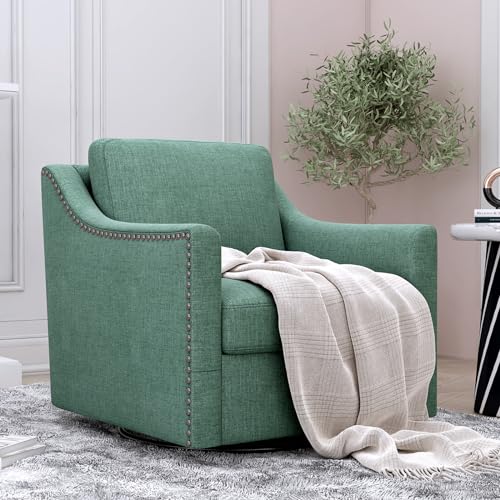 YOPTO 360 Degree Swivel Armchair with Cotton Linen Skin-Friendly Fabric,Ergonom…