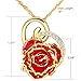 DEFAITH 24K Gold Dipped Rose Pendant Chain Necklace, Best Gifts for Wife Girlfriend Mother for Christmas Valentine's Day Anniversary Birthday Gift - Heart Red