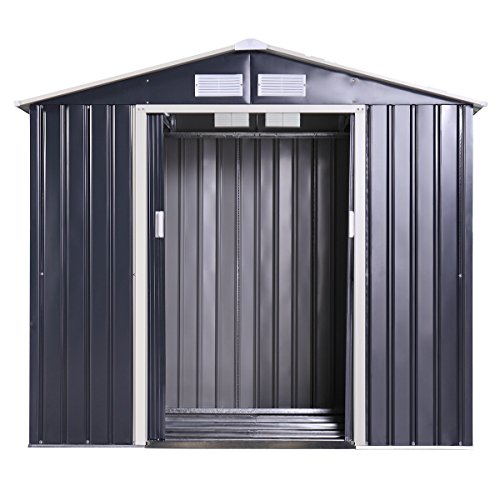 image for LAZYMOON 9 x 6 Ft Metal Garden Utility Storage Shed Outdoor Backyard H