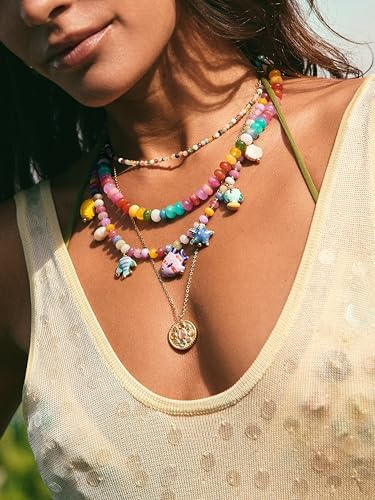 Colar Ouro de Aço das Cores Oceânicas Femininas