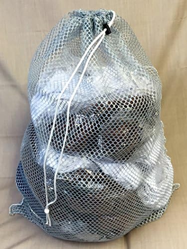 Grey Mesh Laundry Net Bag Size 24 x 36 Draw Cord &amp; Spring Lock.Made in USA