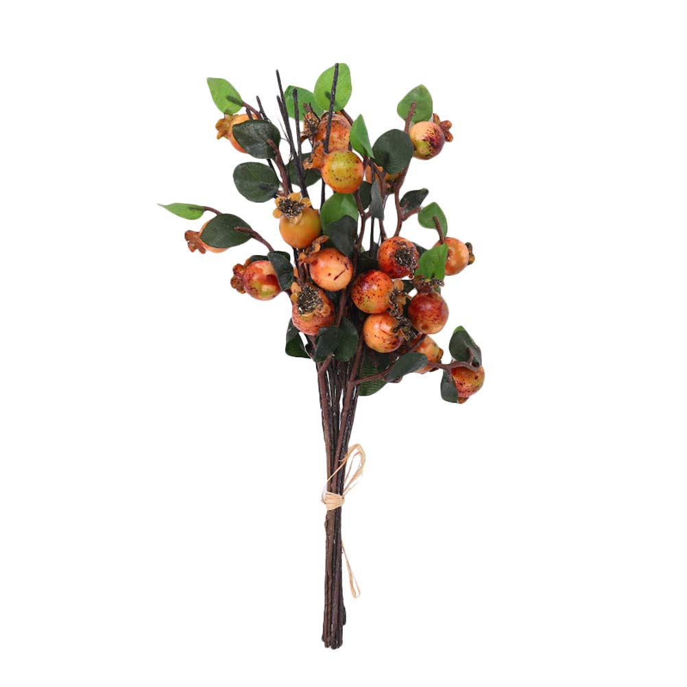 SUPVOX Artificial Rosehip Berries Flower Stem Spray Christmas Rose Hips Picks for Crafts (Sunset)