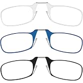 ThinOptics Multi-Pack Reading Glasses - Slim Armless Pocket Readers - 3 Pack Black, Clear, Blue 1.5x