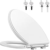 Hibbent Premium Elongated Toilet Seat with Cover(Oval) Quiet Close, One-Click to Quick Release, Easy Installation Never Loose