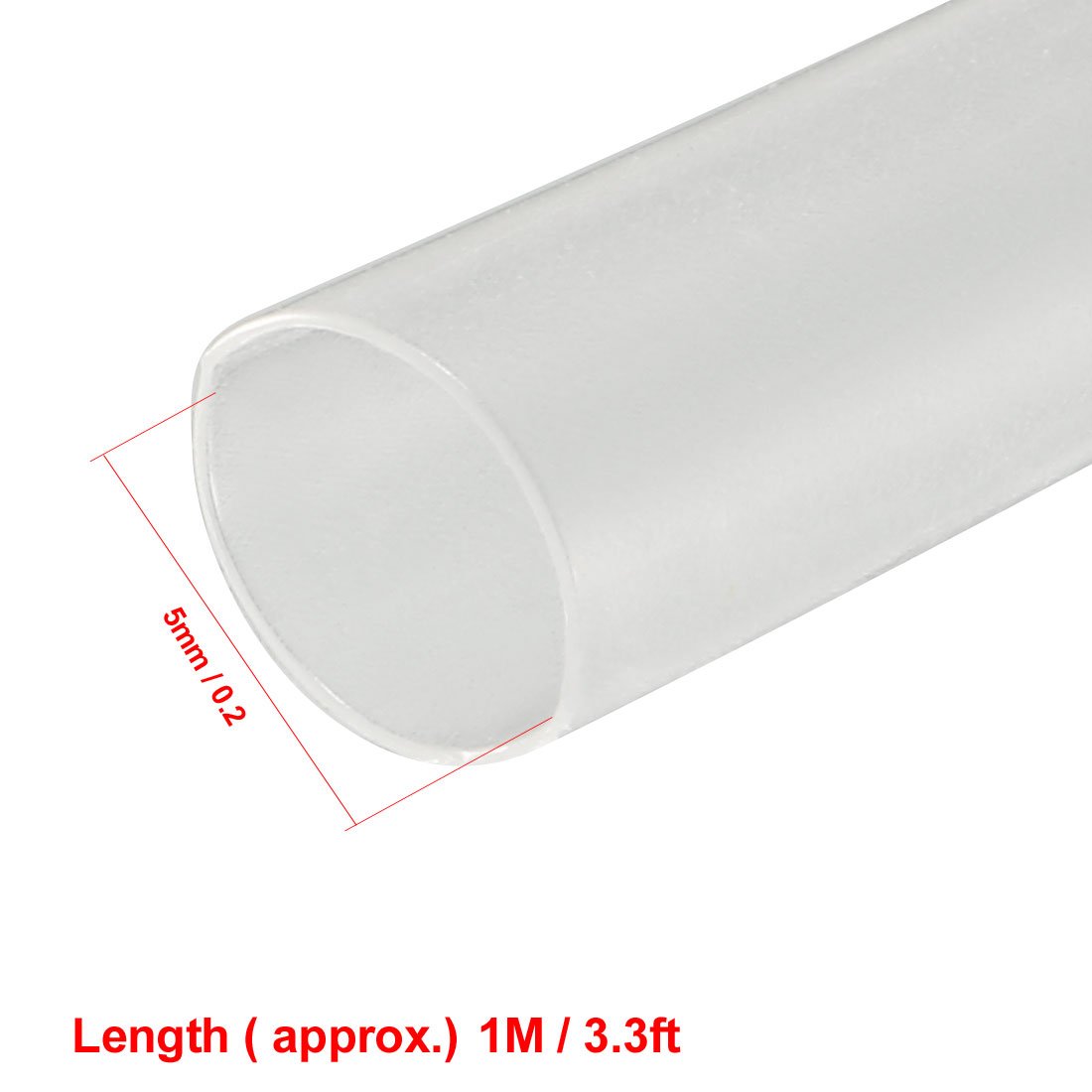 sourcing map Heat Shrink Tubing 5mm Dia 1m Length 2:1 Heat Shrink Wrap Cable Sleeve Heatshrink Tube Clear - Image 3