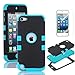iPod Touch 5 Case, iPod Touch 6 Cases, NOVPEAK 3 Layer Hard and Soft Hybrid Armor Defender Sports Combo Case with Screen Protector for iPod Touch 5th Gen & iPod Touch 6th Generation (Black/Blue)