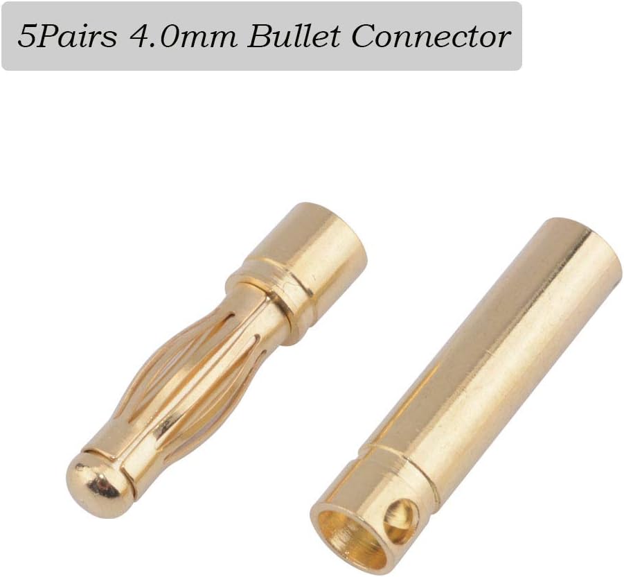Nuofan 30Pairs RC Bullet Connectors 2mm/3.5mm / 4mm /5mm /6mm /8mm Gold Plated Banana Plug for RC Battery ESC Motor Wire(each 5pairs) - Image 5