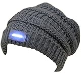 H-6007-70 Day/Night Outdoor Camping Winter Knit Hat Light Up Beanie - Charcoal