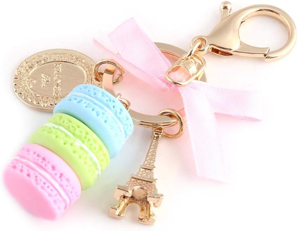 Hztyyier Macaroon Eiffel Tower Keychain, Decorative Bag Charm, Car Pendant, Blue for Handbag and Car Decoration - Image 3