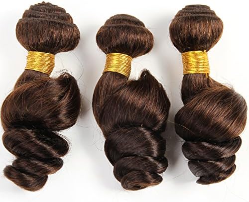 Aphro Hair Brazilian Virgin Hair Bundles 3pcs 7a Unprocessed Human Hair Weaves Brazilian Loose Wave #2 Dark Brown Rosa Hair Products 3pcs/ Lot -Total 300 (18 20 22, #2 Dark Brown)