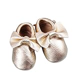Unique Baby 100% Genuine Leather Bow Moccasins Anti-Slip Tassels Prewalker Toddler Shoes