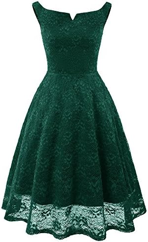 BestJuly Womens Lace Dress Sleeveless Boat Neckline Swing Vintage Overlay Formal Dress for Women