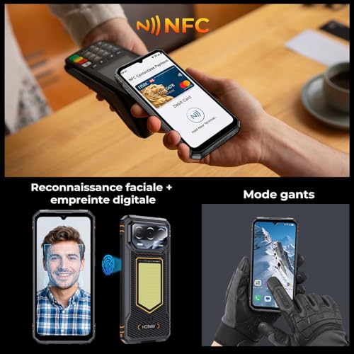 HOTWAV T8 Unbreakable Android Phone 16, 12GB+64GB/TF 2TB, 6200mAh 20W, 20MP+5MP, 6.74" HD+ 120Hz Portable Smartphone, Camping Lamp/IP68&IP69K+MIL-STD-81OH/Gemini AI/NFC/GPS/Dual SIM