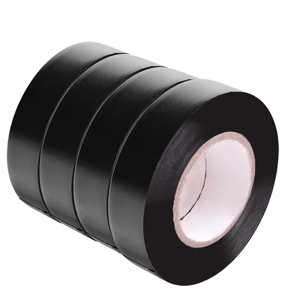 Maveek Electrical Tape 4 Pack 15m 0.6 Inch Black Electrical Insulation Tape, 50 Feet