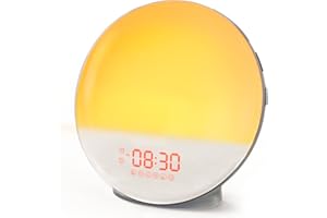 Dekala Sunrise Alarm Clock for Heavy Sleepers, Wake Up Light with Sunrise/Sunset Simulation, Dual Alarms & Natural Sounds, Snooze & FM Radio, 7 Colors Night Lights for Bedroom, Ideal for Gift, Grey