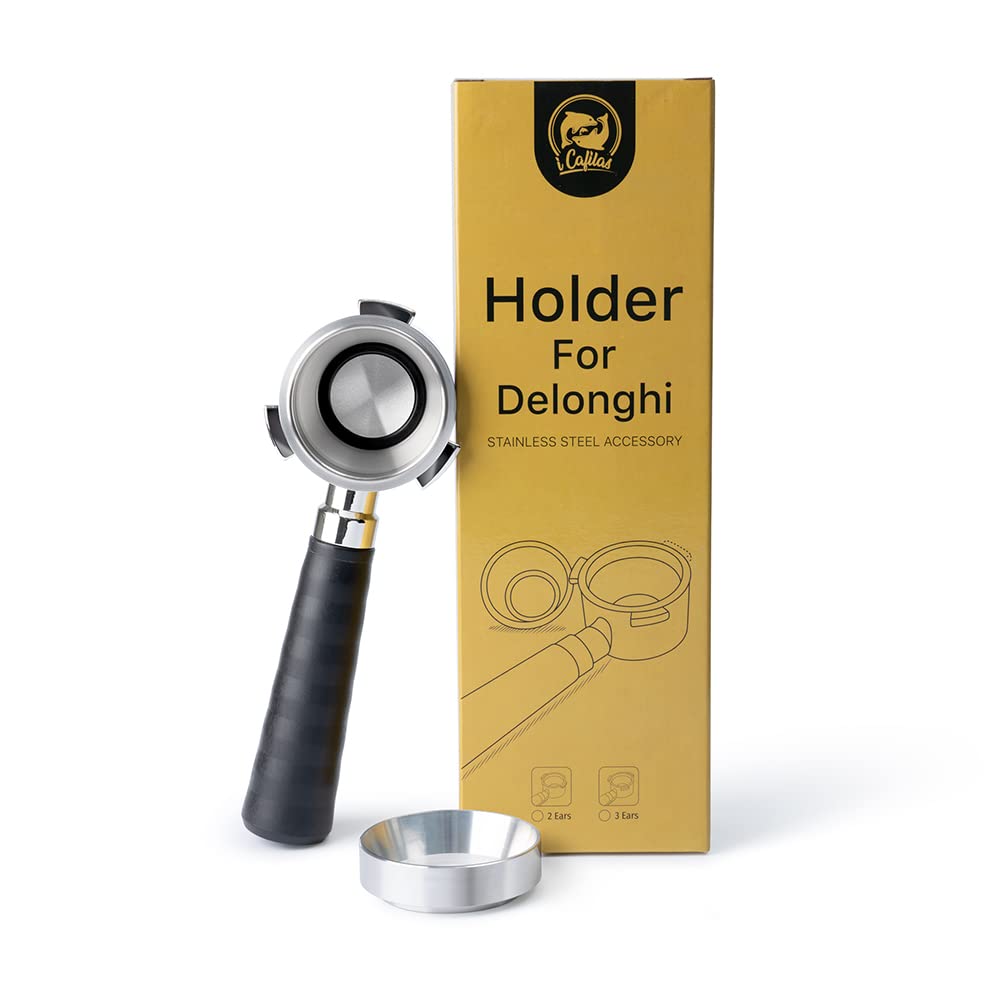 51mm Coffee Portafilter Reusable Coffee Filter Holder Stainless Steel Coffee Filter Holder Compatible for De/longhi Espresso Machines EC0680, EC0685