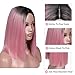 WIGER Ombre Wig Black to Pink Wig Short Straight Bob Cut Wig Middle Part Synthetic Cosplay Daily Party Pink Wigs for Women Girls