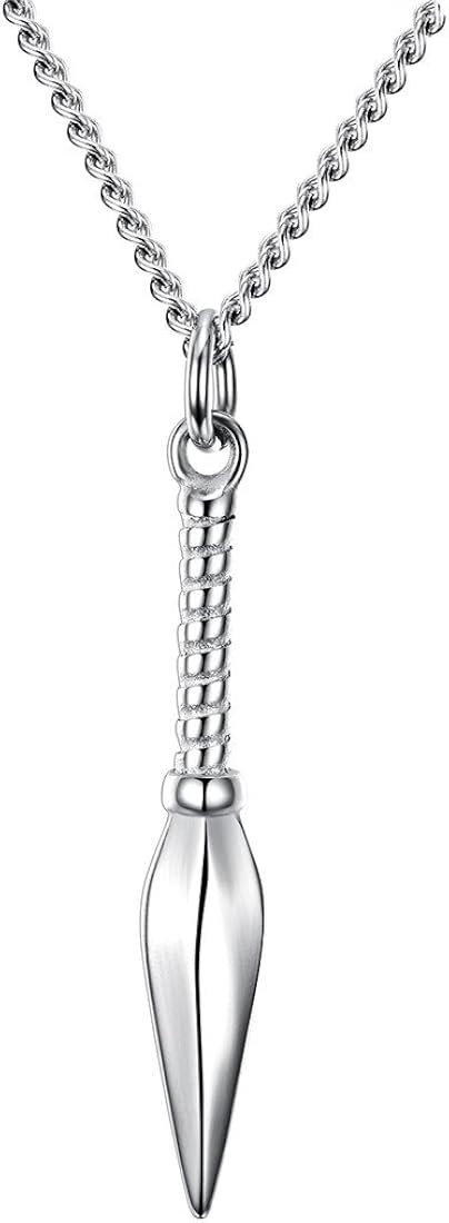 PAMTIER Men Stainless Steel Spear Point Arrowhead Spearhead Pendant Necklace Polished Silver/Gold/Black