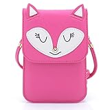 U-TIMES Universal Multipurpose Small Cute Cartoon Fox Pattern Synthetic Leather Crossbody Shoulder Purse 6 inch Cell Phone Wallet Pouch