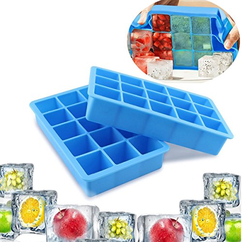 Ice Cube Trays,LC-dolida FDA Food Grade Silicon Ice maker mold , Keep Drink Cool and Easy Release, 15 Ice Molds(x2), Pack 2