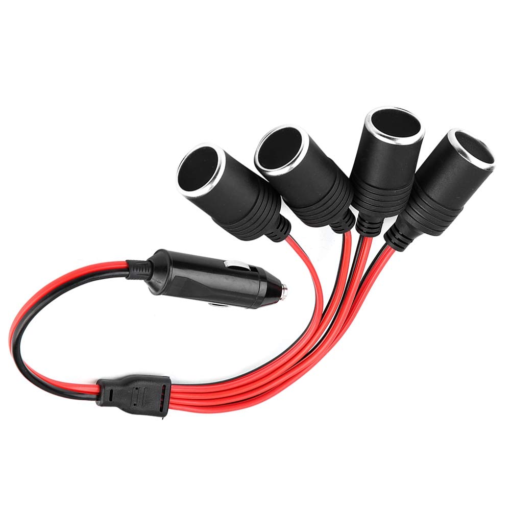 Cigarette Lighter Socket Splitter, High Power 4 Way Car Cigarette Lighter Plug Socket Splitter Power Adapter, Male Plug to Female Socket Extension Cable Cord