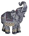 Black Thai Elephant with Trunk Raised Collectible Figurine Statue