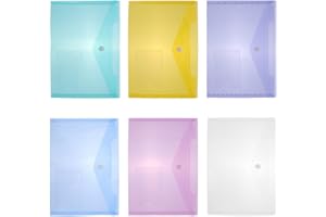 OSALADI A5 File Folder 6pcs Plastic Document Envelopes with Snap Button Closure for Office and Home Filing