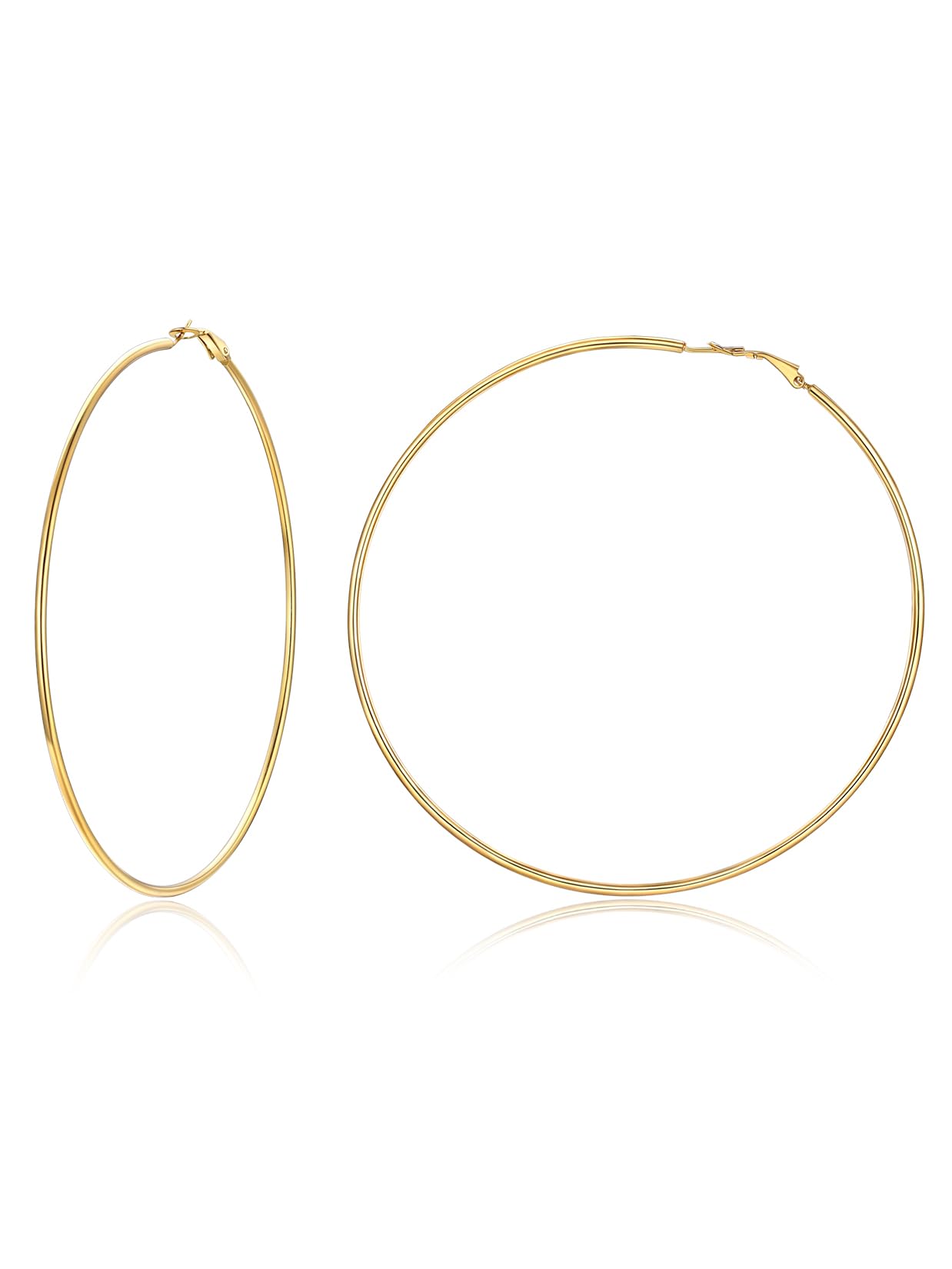 Suplight 100mm Gold Hoop Earrings for Women, Extra Large Statement Hoops, Lightweight Stainless Steel
